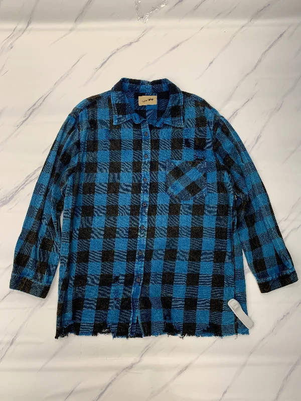 Closeout Deal Top Long Sleeve By Cmc In Plaid Pattern, Size: L