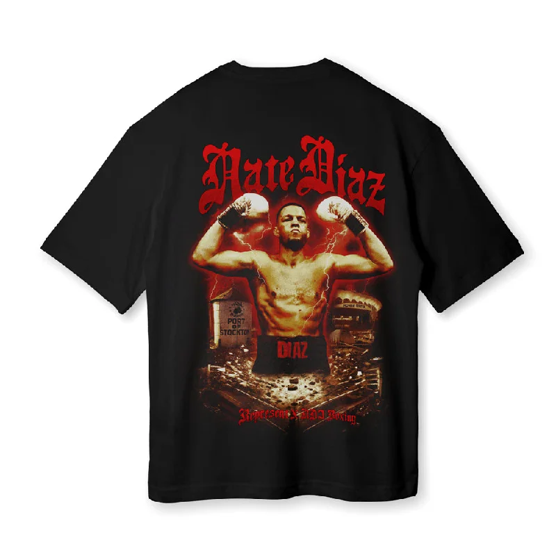 Weekend Specials to Celebrate NATE DIAZ JULY 6TH MMXXIV Premium Ultra Heavy Tee [BLACK] THE BADDEST CAPSULE