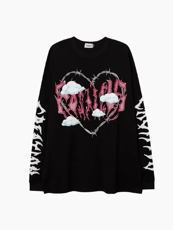 Weekend Bargains Just for You [XPKAEAX] dark love printed long-sleeved T-shirt na639