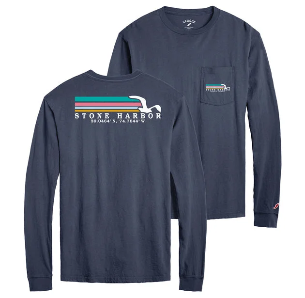 Don’t Miss Out Men's SH Center Console L/S Pocket Tee - Spring Navy