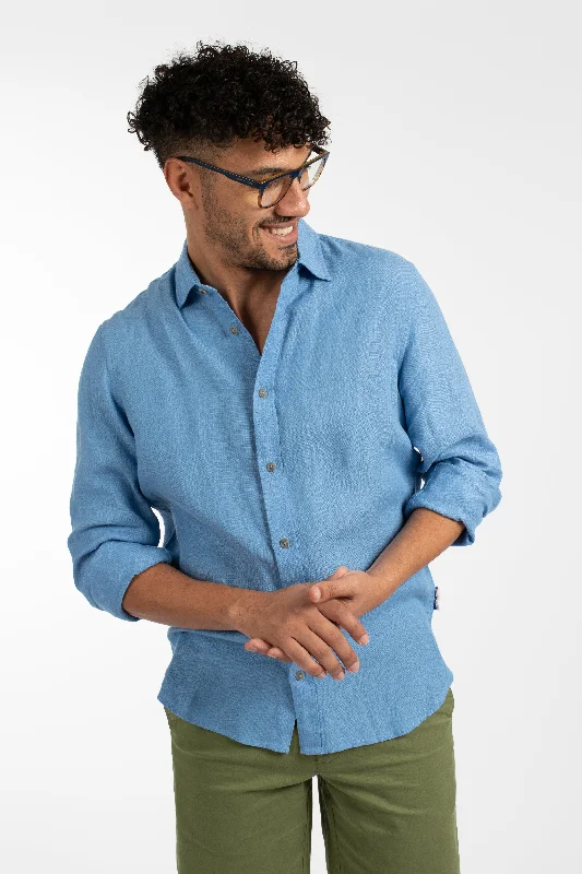 Exclusive Preview Mid Blue Linen Shirt