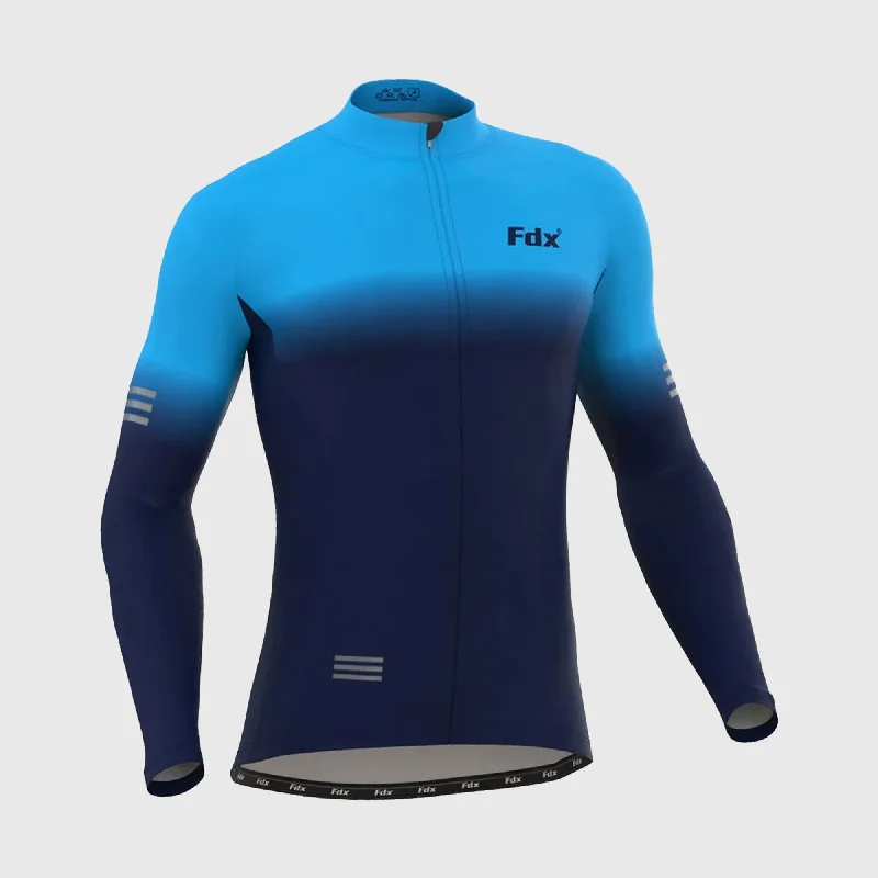 Referral Discount Fdx Duo Men's & Boy's Blue Thermal Roubaix Long Sleeve Cycling Jersey