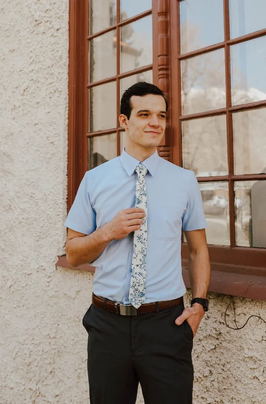 Online Deal Robbins & Brooks 4-Way Flex Blue Dress Shirt Short Sleeve