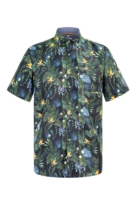 Weekend Specials to Enjoy Men's Jungle Floral Print Button Down Short Sleeve Shirts