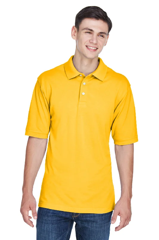 Instant Savings Harriton Mens Easy Blend Wrinkle Resistant Short Sleeve Polo Shirt - Sunray Yellow Instant Savings Harriton Mens Easy Blend Wrinkle Resistant Short Sleeve Polo Shirt - Sunray Yellow