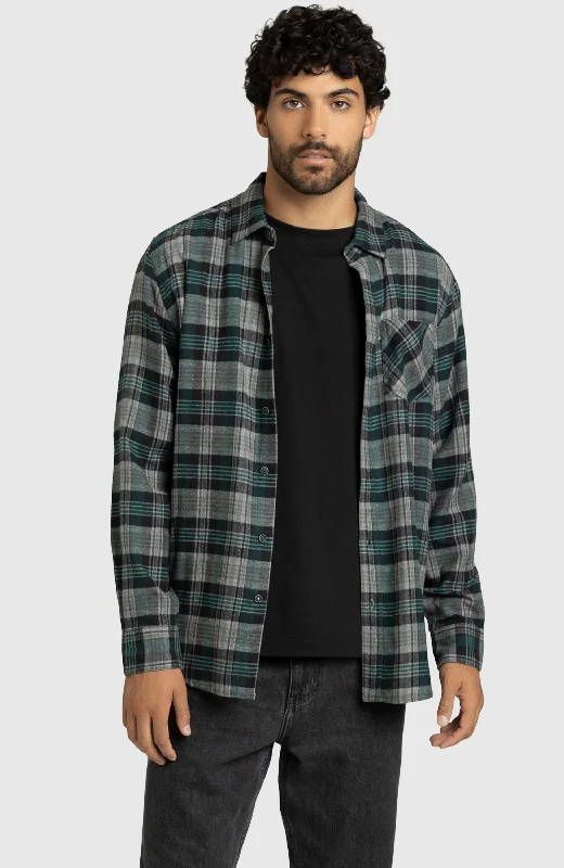 Act Fast Pine Green Plaid Flannel Shirt
