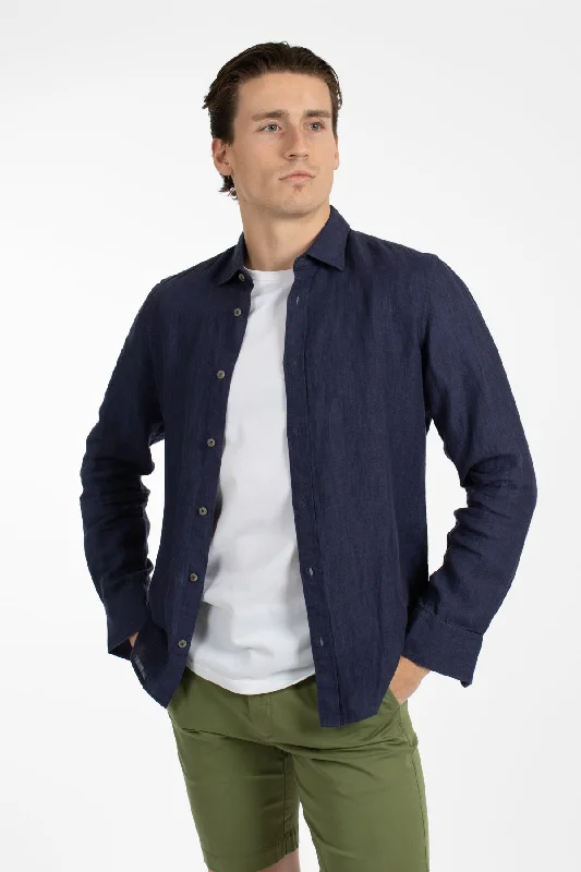 Year-End Sale Indigo Linen Shirt