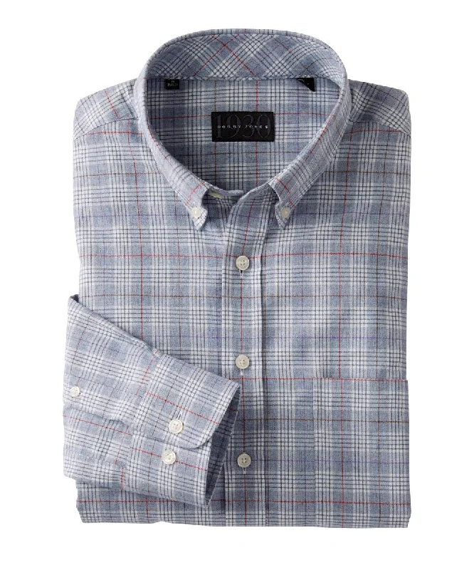 Today's Special Deco Box Grid Brushed Cotton Long Sleeve Sport Shirt
