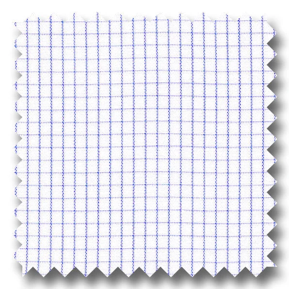 Super Savings Blue Check 2Ply Broadcloth - Custom Dress Shirt