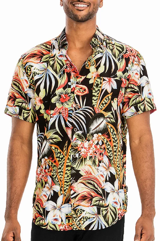 Weekend Savings Spectacle Men's Floral Hawaiian Print Button Down Short Sleeve Shirts Weekend Savings Spectacle Men's Floral Hawaiian Print Button Down Short Sleeve Shirts