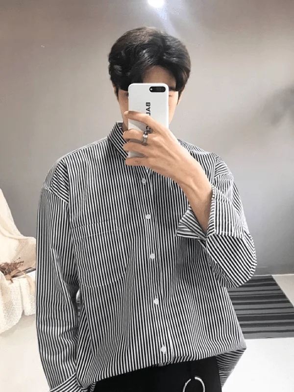 Deal of the Week [MRCYC] Autumn long-sleeved striped shirt men na708 