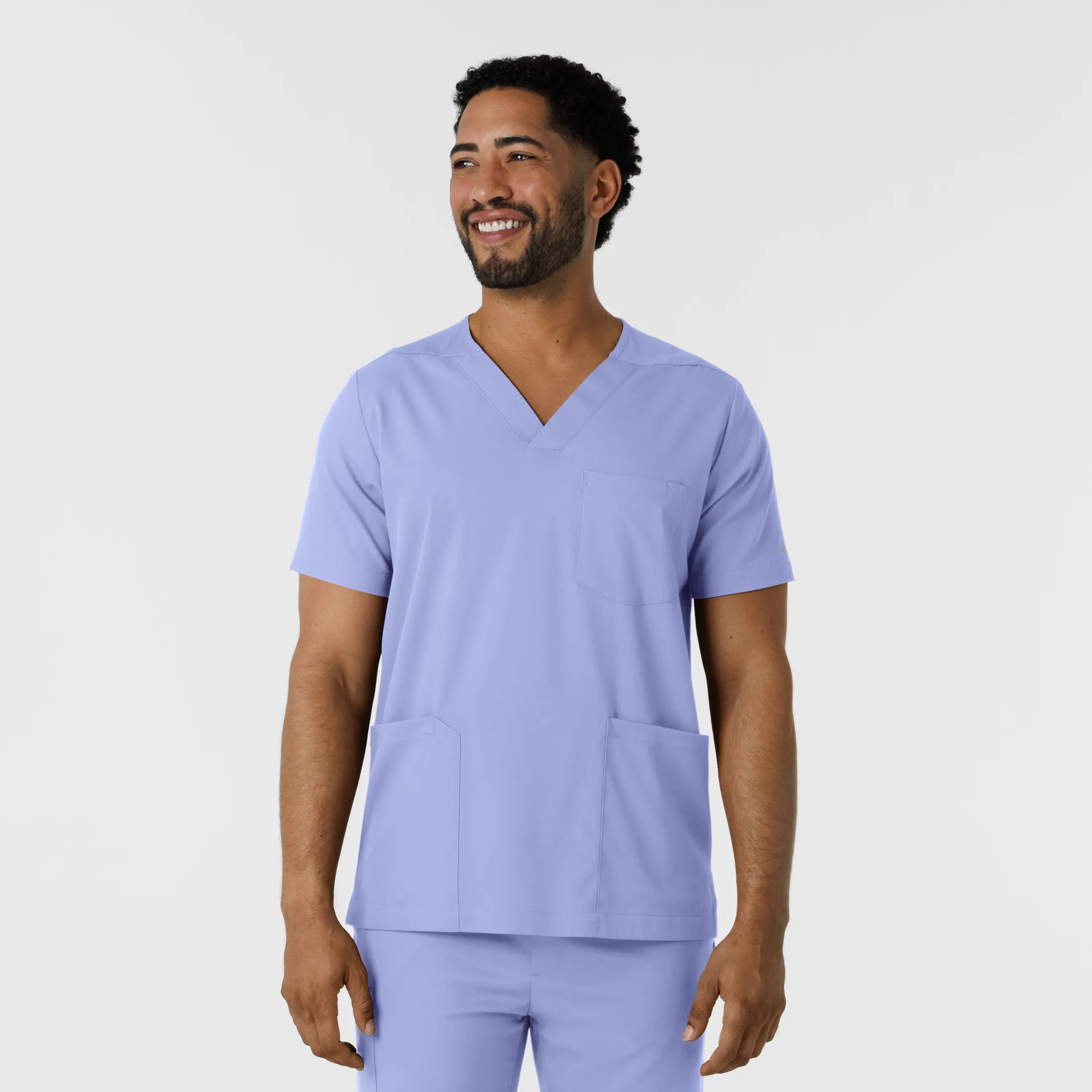 Clearance Sale Wink Men's Multi Pocket V-Neck Scrub Top - Ceil Blue
