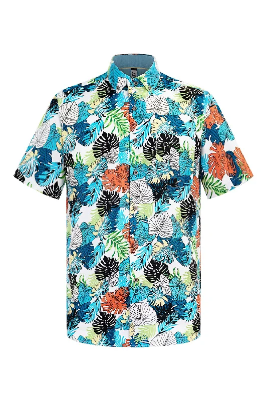 Weekend Discounts to Savor Men's Tropical Print Button Down Short Sleeve Shirts