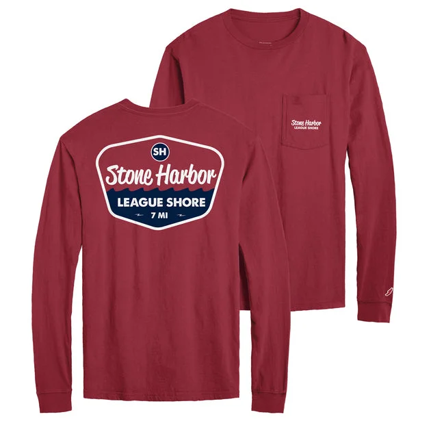 Exclusive Access Men's SH League Shore L/S Pocket Tee - Vintage Light Maroon