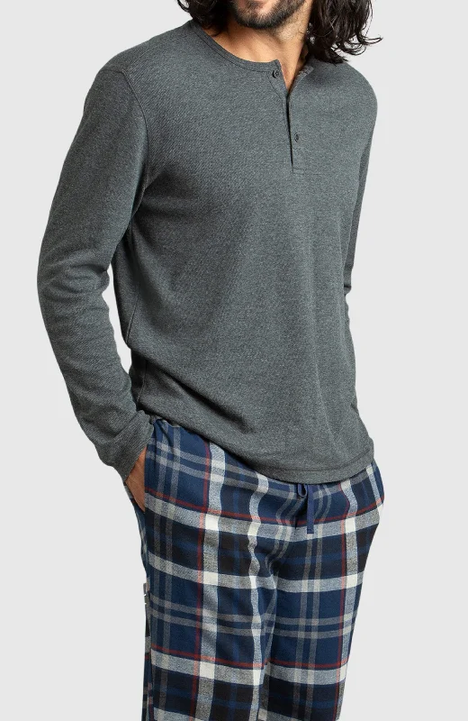 Weekend Specials to Savor Grey Waffle Henley Shirt