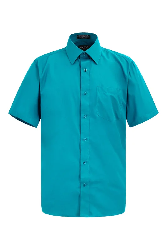 Weekend Discounts to Enjoy Men's Regular Fit Short Sleeve Solid Color Dress Shirts (Turquoise) Weekend Discounts to Enjoy Men's Regular Fit Short Sleeve Solid Color Dress Shirts (Turquoise)