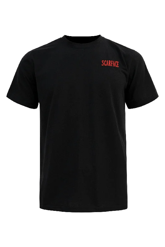 New Deals Men's Scarface Chest Embroidery Graphic T-Shirt (Black)