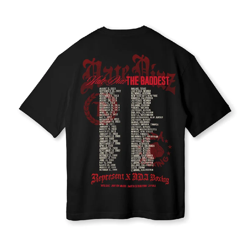 Weekend Offers You Can't Ignore NATE DIAZ WORLD TOUR 7/6/24 Premium Ultra Heavy Tee [BLACK] THE BADDEST CAPSULE