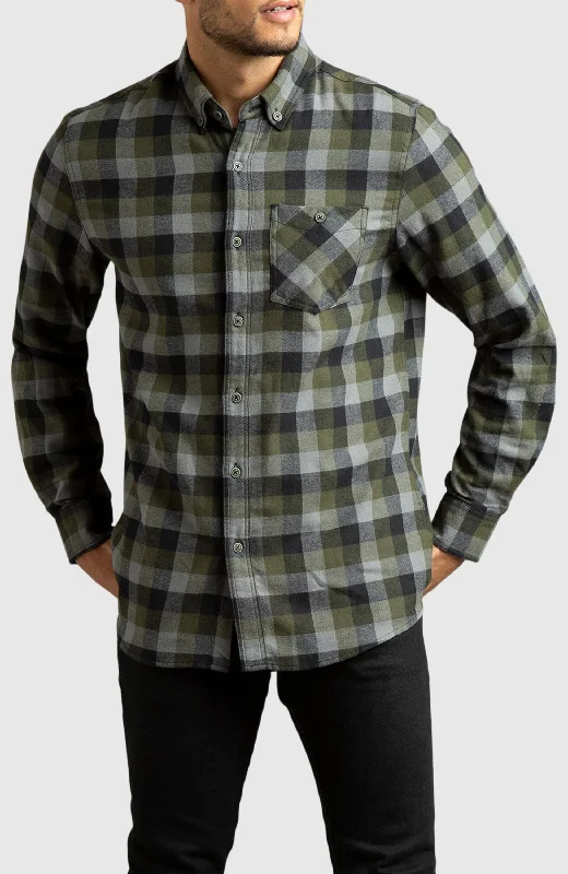 Weekend Offers That Please Green & Black Plaid Flannel Shirt