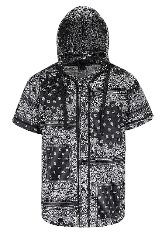 Mega Sale Men's Essential Hooded Bandana Baseball Short Sleeve Jersey