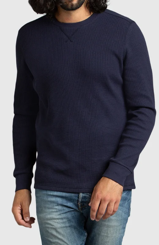 Special Price Navy Waffle Crewneck Sweater