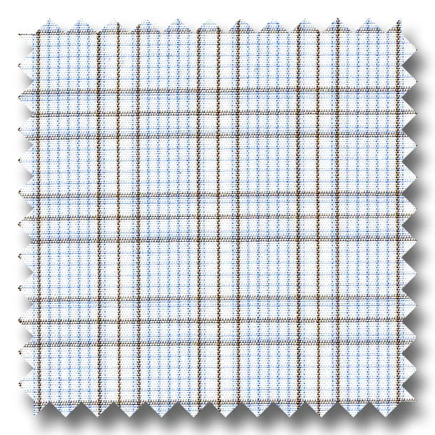 Now or Never Brown and Blue Check 2Ply Broadcloth - Custom Dress Shirt