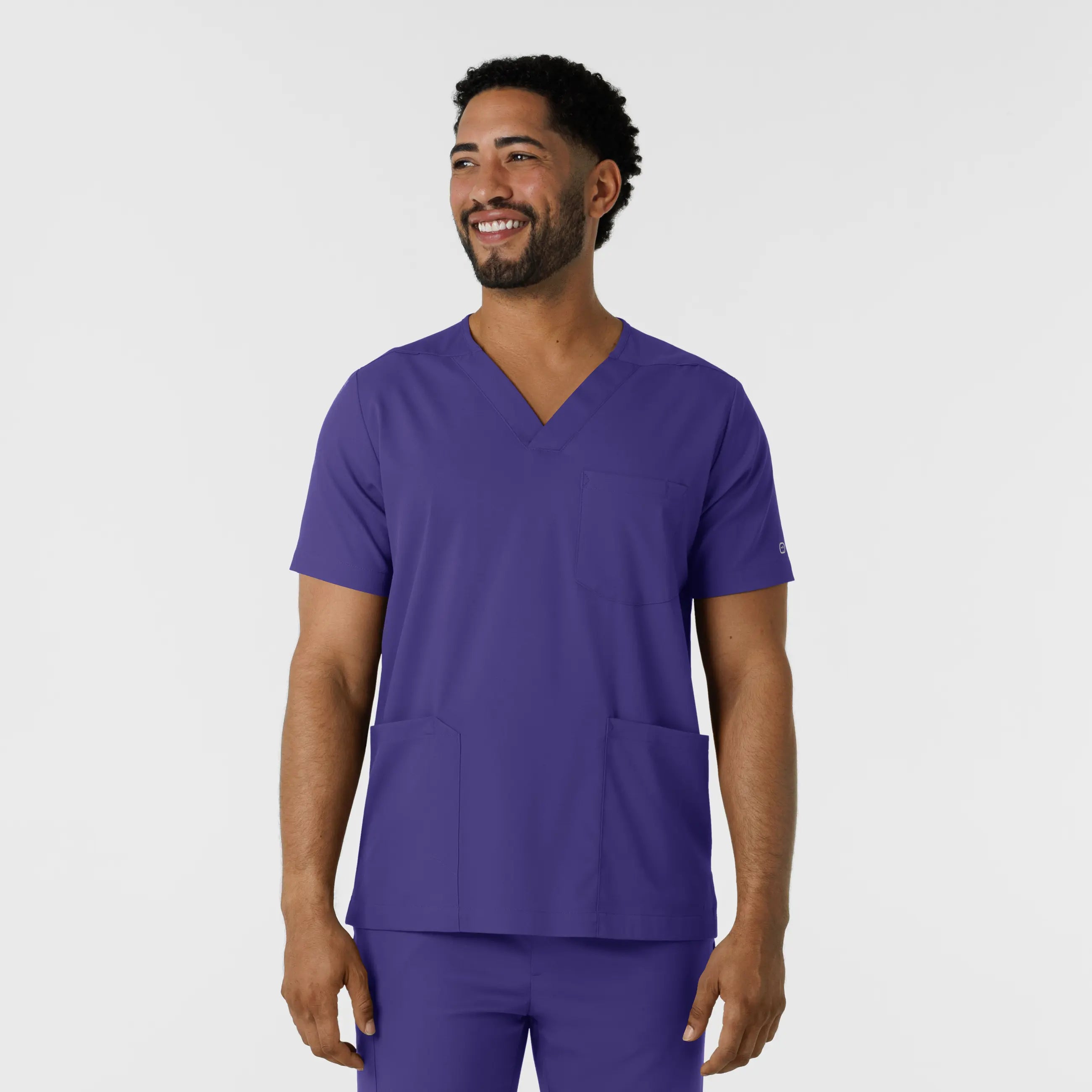 Special Offer Wink Men's Multi Pocket V-Neck Scrub Top - Grape