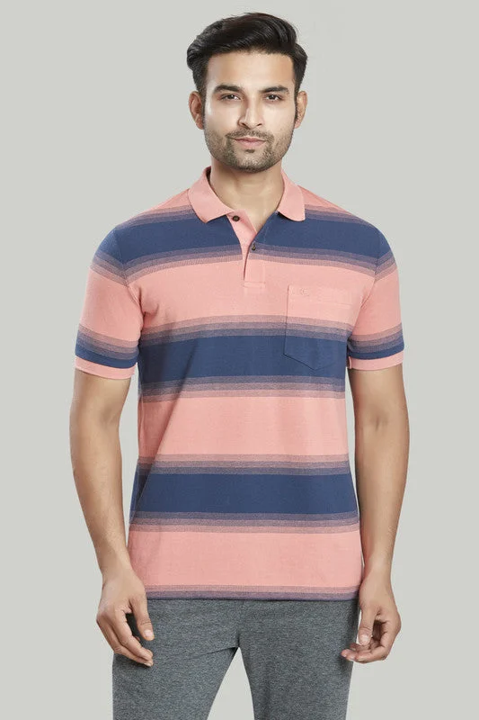 Pay Less Stripe Pique Polo
