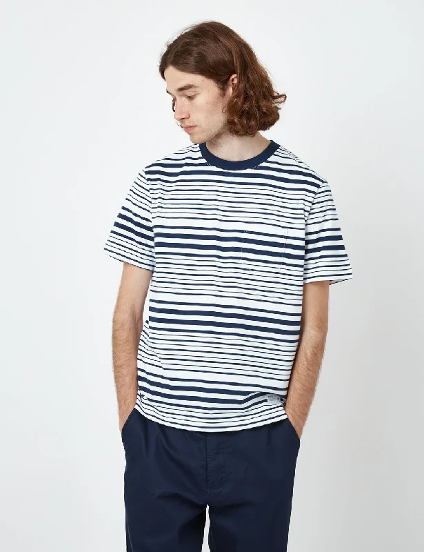 YEAR-End Clearance Bhode Shima Striped T-Shirt (Organic) - Navy Blue