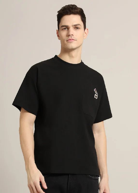 Weekend Deals That Dazzle Black Applique Oversized T-Shirt