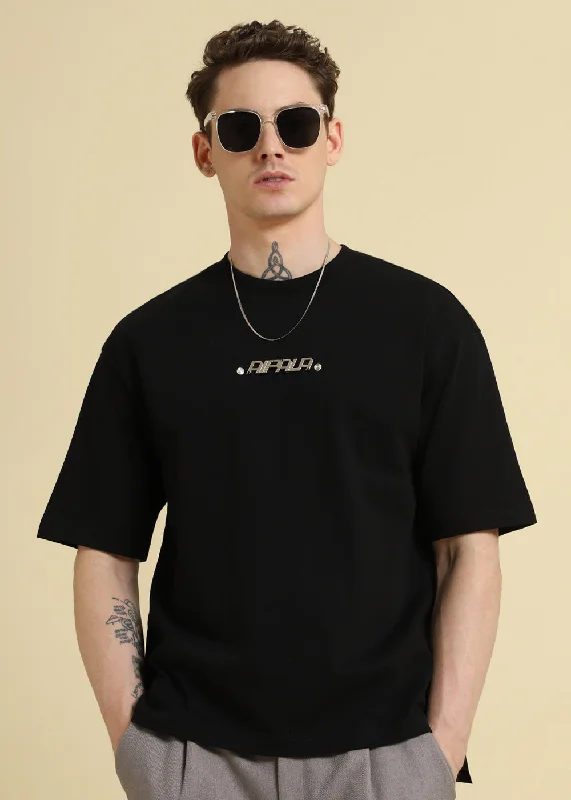 Weekend Discounts to Indulge In Black Embellished Oversized T-Shirt