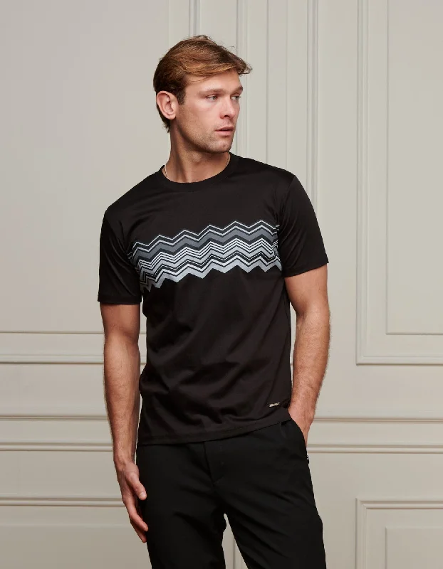 New Markdowns Black/Grey Zag Panel T-Shirt