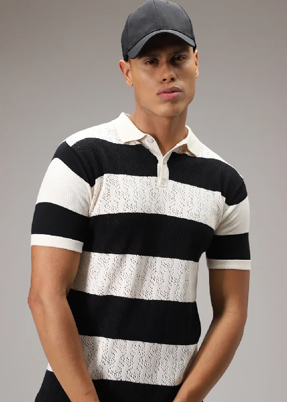 Take Advantage Black Knitted Polo T-shirt