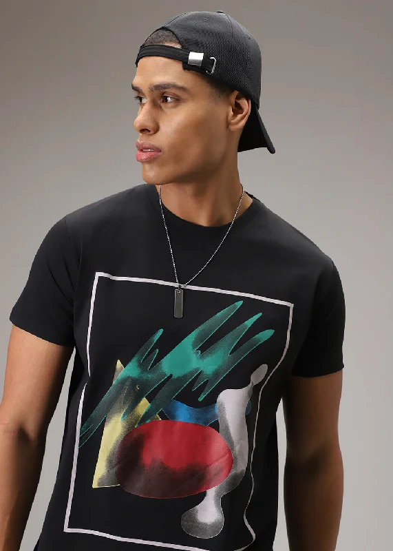 New Arrival Black Printed T-Shirt