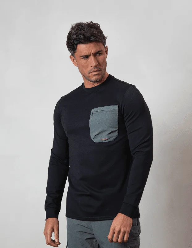Weekend Flash Sale Black/Slate L/S Tech Pocket T-Shirt