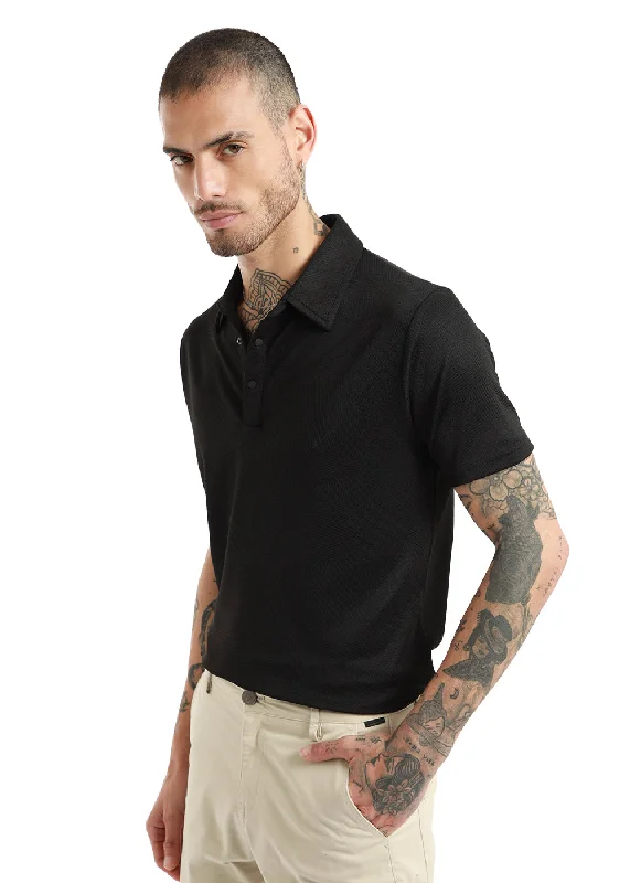 Weekend Deals You Can't Resist Black Structured Polo T-shirt