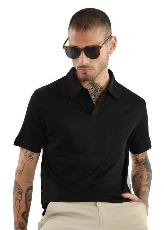 Weekend Savings Spectacle Black Twin Weave Polo T-shirt