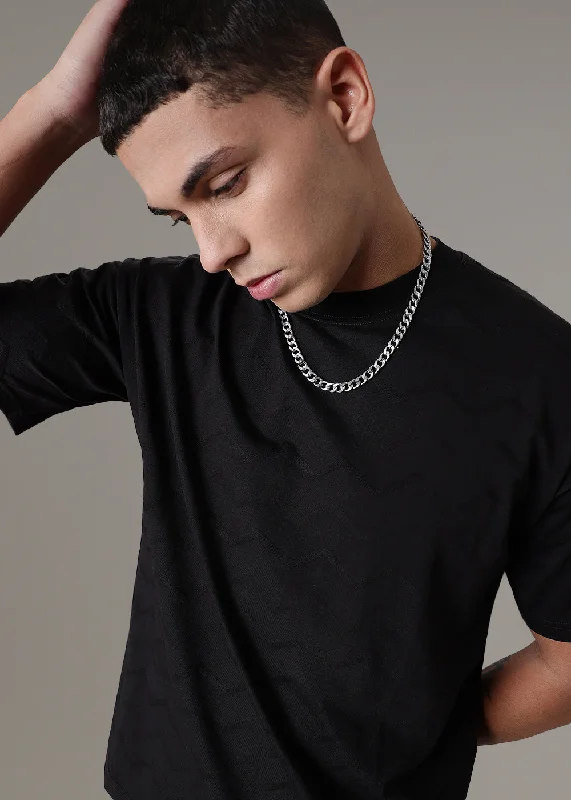 Bargain Bin Black Zig Zag Textured T-shirt