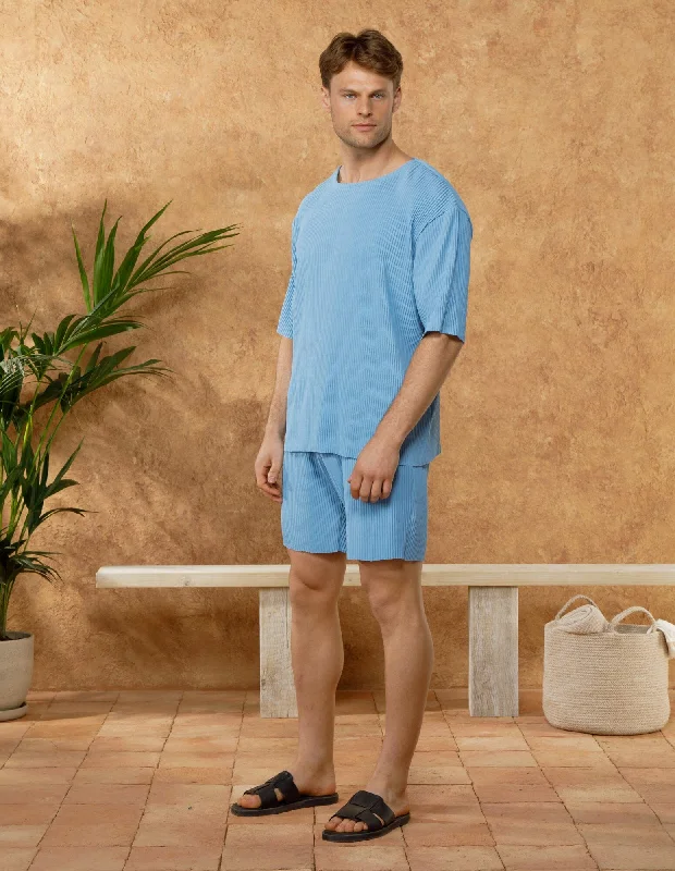 Bargain Bin Blue Relaxed Pleated T-Shirt