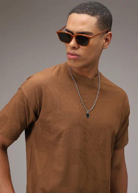 Weekend Discounts to Savor Brown Waffle Texture Regular T-shirt