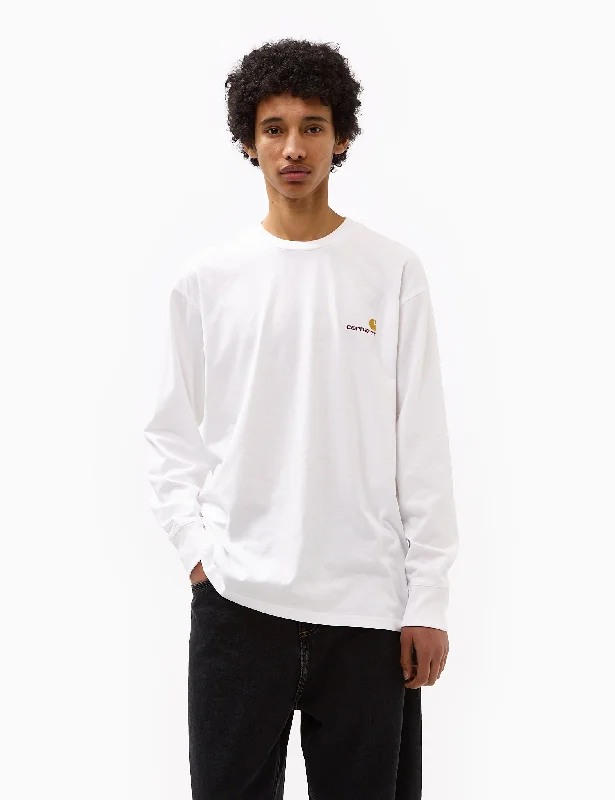 Massive Savings Carhartt WIP American Script Long Sleeve T-Shirt - White
