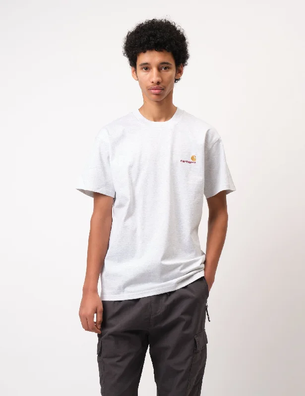 Weekend Specials to Savor Carhartt-WIP American Script T-Shirt - Ash Heather Grey