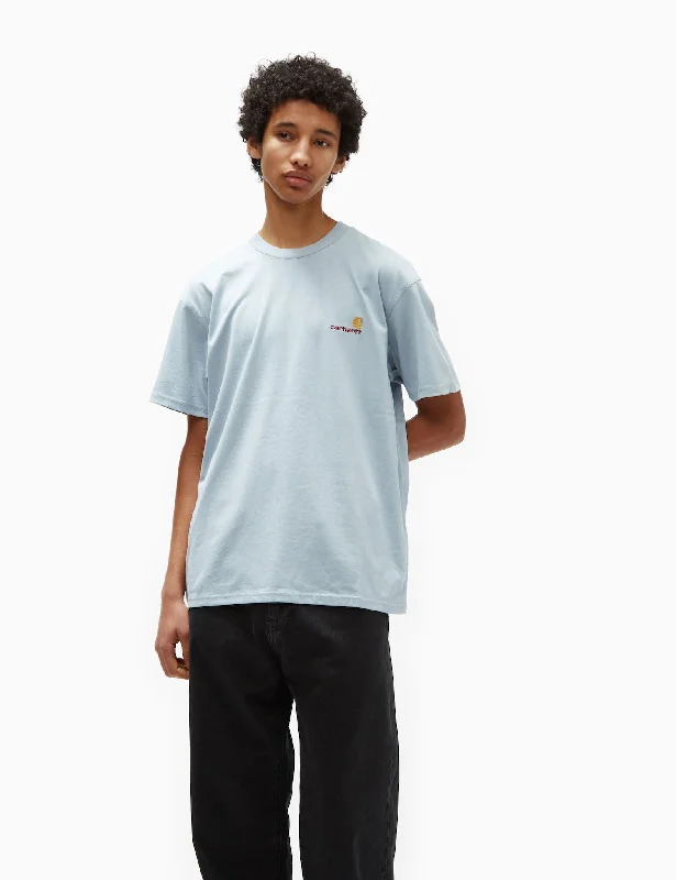 Final Clearance Carhartt-WIP American Script T-Shirt (Loose) - Frosted Blue