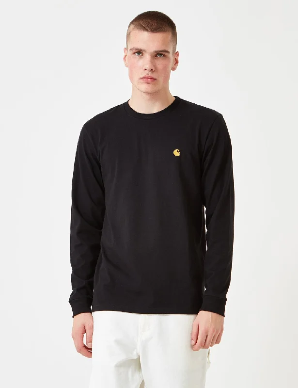 Low Cost Carhartt-WIP Chase Long Sleeve T-Shirt - Black/Gold