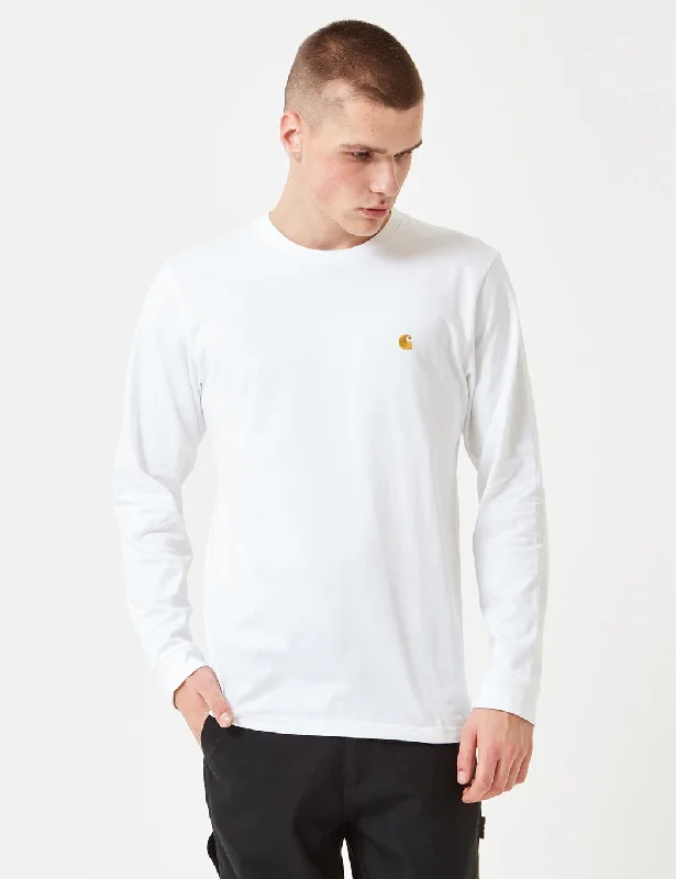 Unmissable Sale Carhartt-WIP Chase Long Sleeve T-Shirt - White/Gold