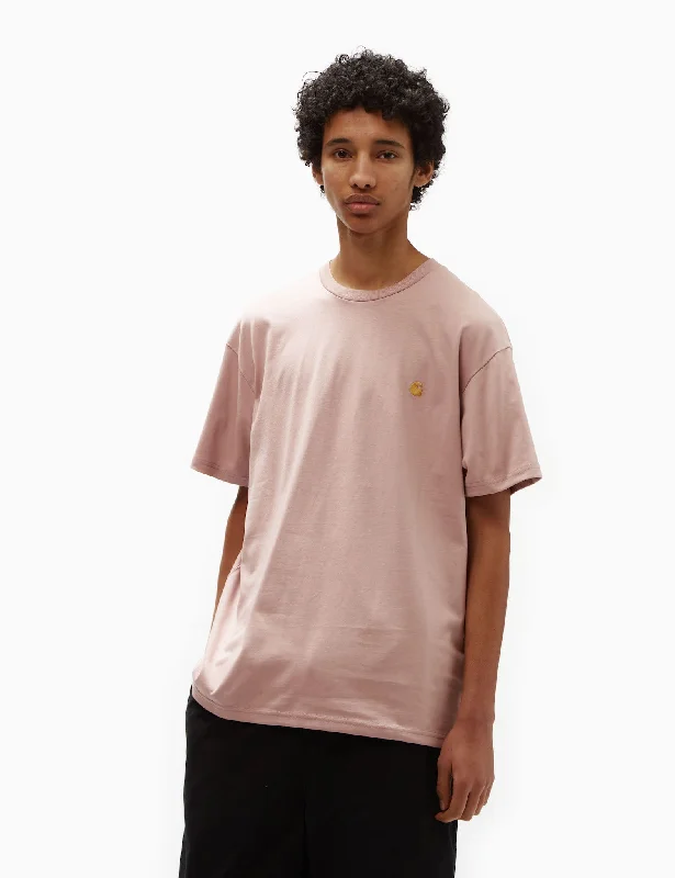 Weekend Savings Spectacular Carhartt-WIP Chase T-Shirt (Loose) - Glassy Pink/Gold