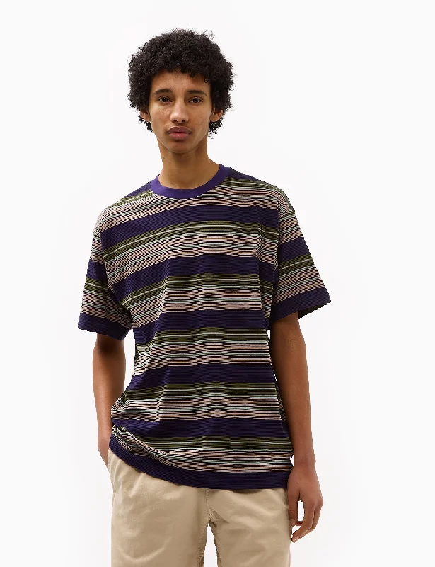 Weekend Discounts to Celebrate Carhartt-WIP Coby Stripe T-Shirt (Loose) - Tyrian Purple
