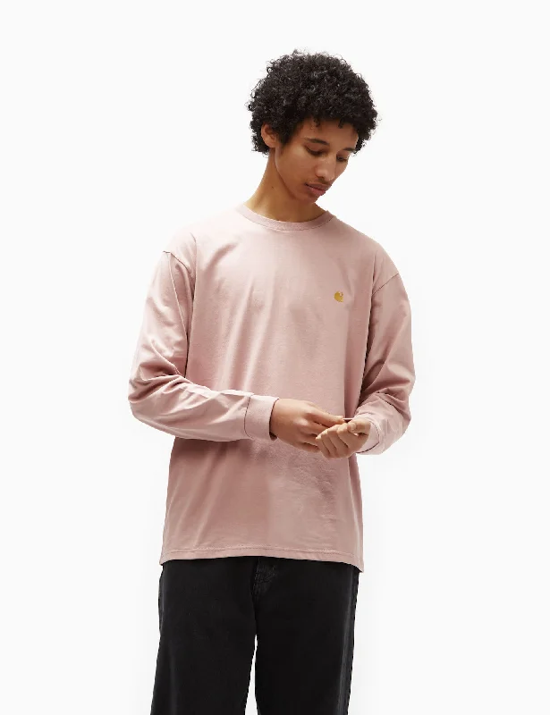 Weekend Deals to Brighten Your Day Carhartt-WIP Long Sleeve Chase T-Shirt (Loose) - Glassy Pink
