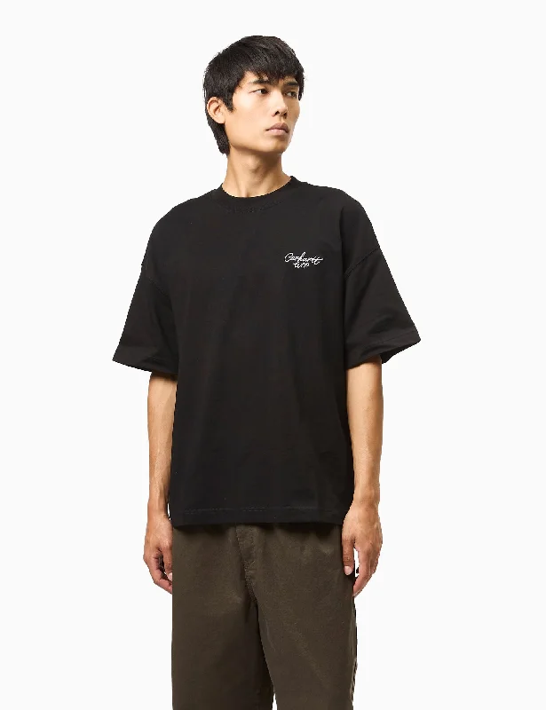 Cash Savings Carhartt WIP Signature Script T-Shirt (Boxy Loose) - Black