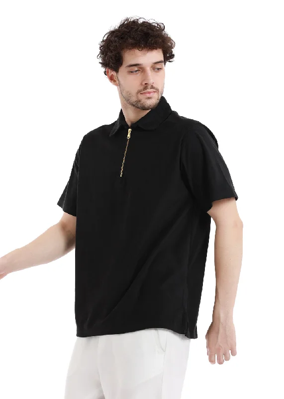 Lowest Price Caviar Black Zip polo T-shirt